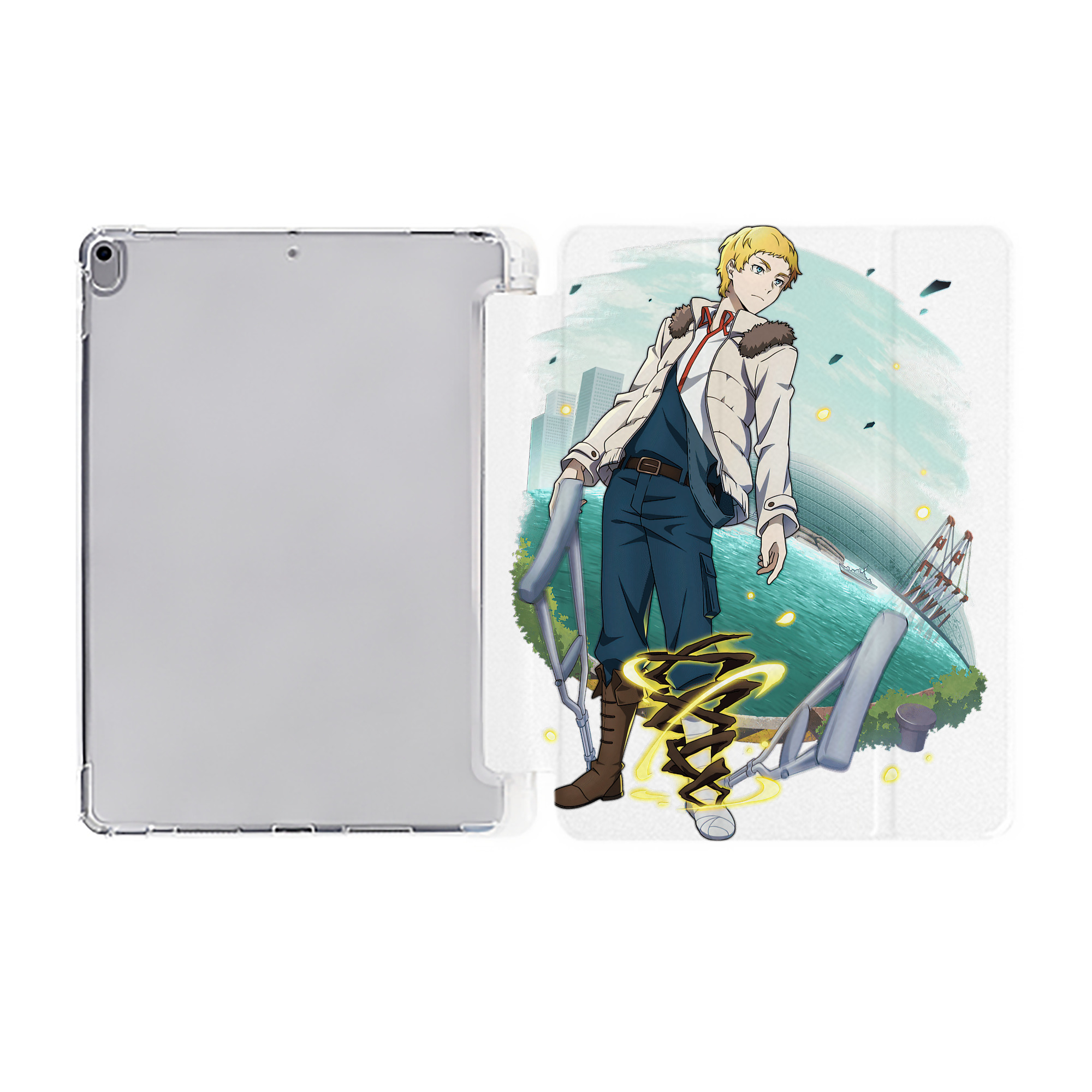 （画像用） 文豪ストレイドッグス Bungo Stray Dogs IPad ケース ペン収納付き 三つ折りスタンド PUレザー×シリコン 対応機種9.5/10.5/10.9インチ